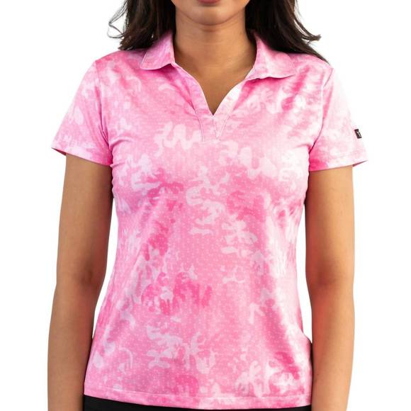 NEW YATTA GOLF women's golf polo in pink camo - Picture 1 of 3